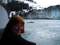 Margerie Glacier - May 2013 - laura on stateroom balcony